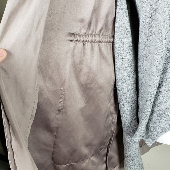 Becool Tan Hooded Utility Jacket Coat Women's Medium Drawstring Roll Tab Sleeves - Picture 8 of 11